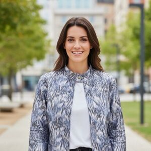 Chicos Lavender Silver Metallic Zip Front Jacket Chicos Size 2 /Medium